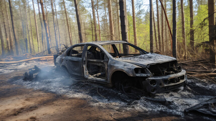 Fully burnt car