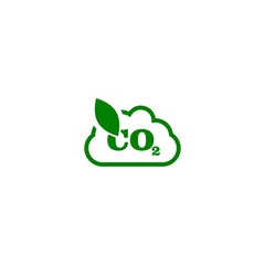 Carbon emissions reduction icon. CO2 cloud icon isolated on white background