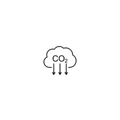 Carbon emissions reduction icon. CO2 cloud icon isolated on white background