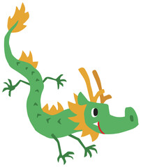 手描きのゆるい辰キャラクター(年賀、干支、カワイイ)