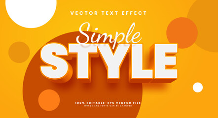 Simple style editable text style effect. Vector text effect with a simple orange style.