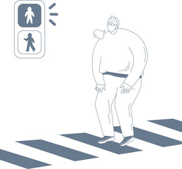 An elderly man walks too slowly to cross the crosswalk.