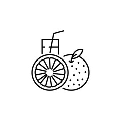 Orange fruit fresh. fruit juice in glass line icon