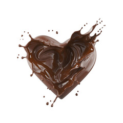 Chocolate splash in the shape of a heart include clipping path, 3d rendering.