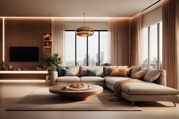 Fototapeta na wymiar Luxury Living Immersive 32K Resolution Photography of a Modern Interior with Dynamic Composition
