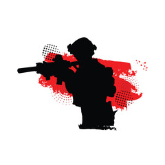 Silhouette soldier or army poster design concept