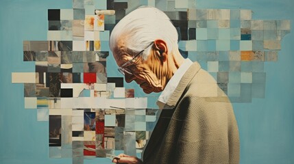 Lonely old person with dementia and mental health issues, facing the chalenges of modern day living - obrazy, fototapety, plakaty