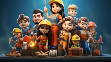 International Occupational Safety and Health Day 28th April 3D Cartoon Generative AI