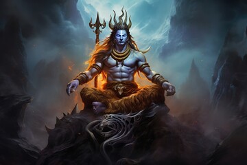 Lord Shiva: The Auspicious One and Destroyer in Hinduism - obrazy, fototapety, plakaty