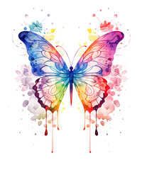 Watercolor Butterfly Silhouettes Clipart, Nature Sublimation Butterfly Graphics, Transparent Background, transparent PNG, Created using generative AI