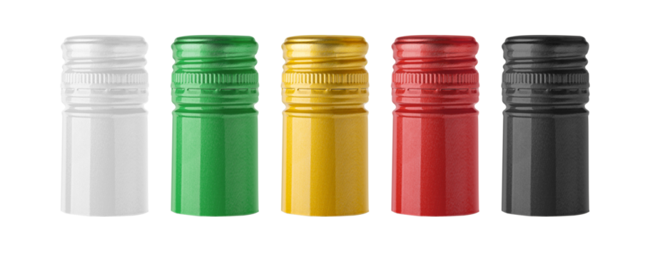 Colorful wine caps. Isolated