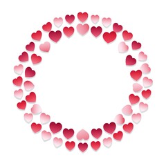 Obraz premium Empty Valentines hearts circle design element flat style on white background Generative AI