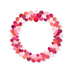 Obraz premium Empty Valentines hearts circle design element flat style on white background Generative AI