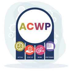 ACWP, Actual Cost of Work Performed acronym. Concept with keyword and icons. Flat vector illustration. Isolated on white.