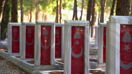 Tombstones at the Canakkale Martyrs' Cemetery in Gallipoli
