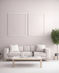 Poster frame mockup in home interior background 04, Modern and elegant living room interior, Generative AI, Generative, AI