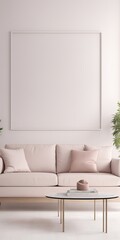 Poster frame mockup in home interior background 05, Modern and elegant living room interior, Generative AI, Generative, AI