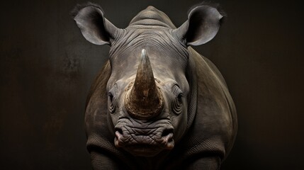 a black rhino looking at the camera.