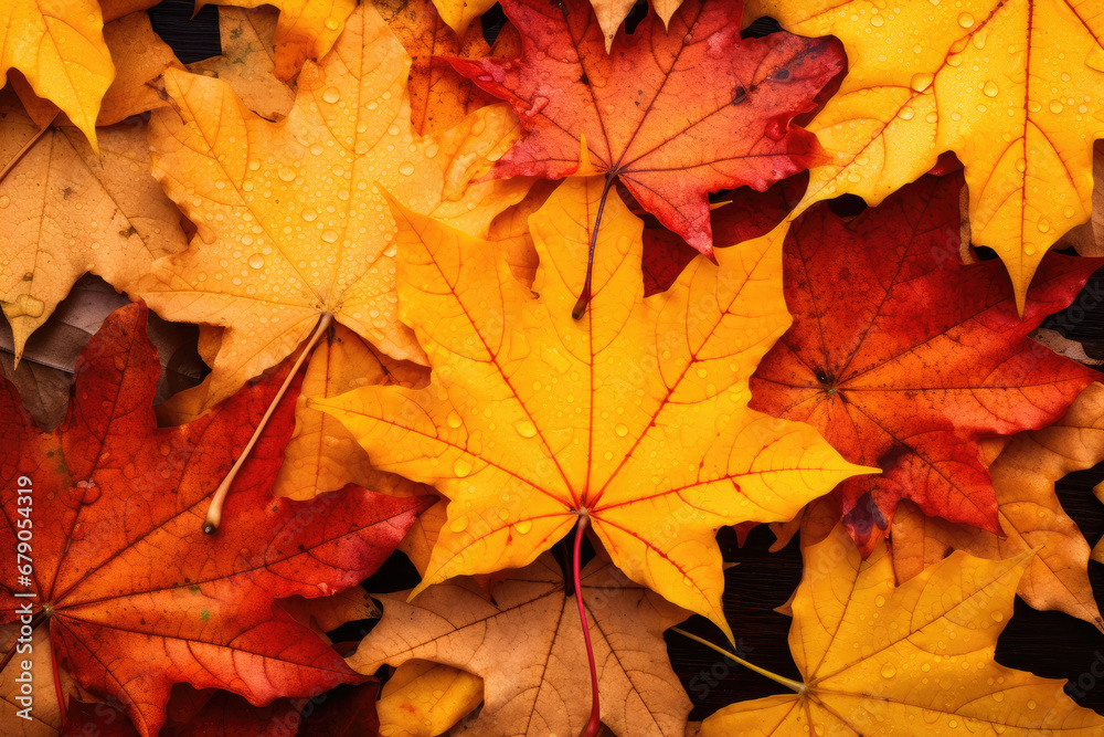 Sticker Background of orange and yellow maple leaves