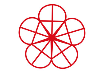 梅の花のアイコン スタイリッシュな白と赤の梅の花びらのイラスト素材	