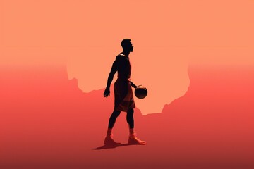 Illustration of a basketball player, with empty space Generative AI