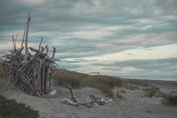 Empty beach at New Zealand south island