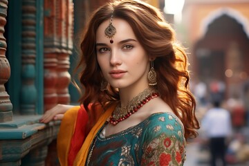 beautiful indian woman in the city