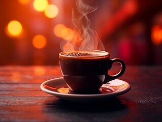 Obraz premium Cup of fresh hot coffee