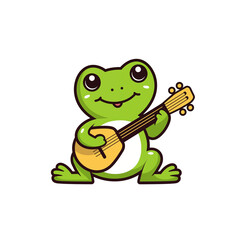 Naklejka premium frog with a guitar