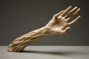 Flexible 3d human hand. Progressive innovative mobile articulated hand prothesis. Generate ai - obrazy, fototapety, plakaty