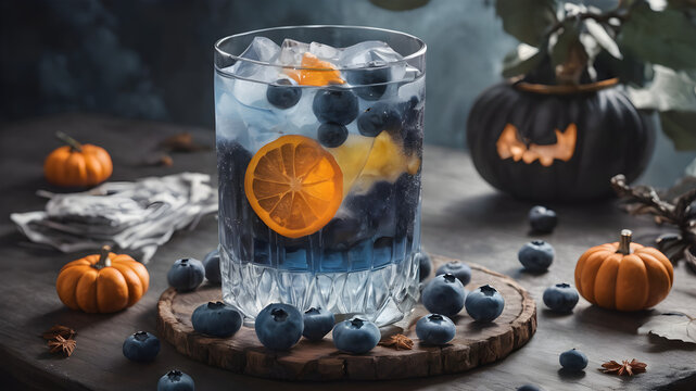 blueberry in glass with ice