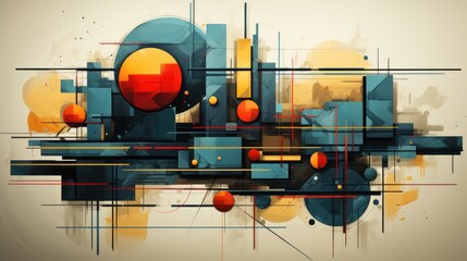 Modern Abstract Geometric Art with Dynamic Shapes and Colors