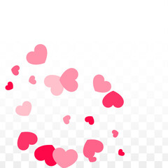 Hearts Confetti Falling Background. St. Valentine's Day pattern. Romantic Scattered Hearts Design Element. Love. Sweet Moment. Gift. Cute Element of Design for Sales or Celebration.