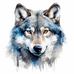 Captivating Wolf Portrait Watercolor Illustration