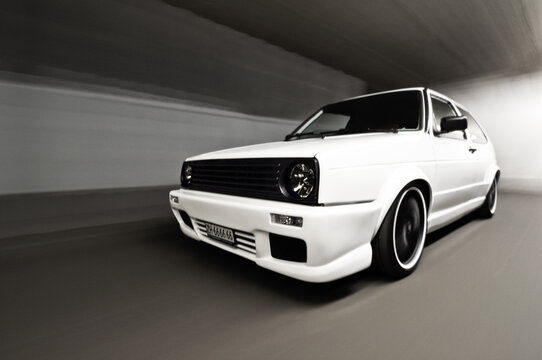 Greifensee, Zuerich, Switzerland - 04.03.2011 - modified Volkswagen VW Golf II in black and white design combination