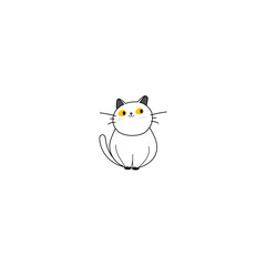 set of cute cats in white style