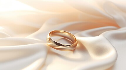 Gold wedding ring on minimalistic style background, bridal jewelry store - obrazy, fototapety, plakaty