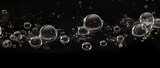 Water bubbles isolated on black background