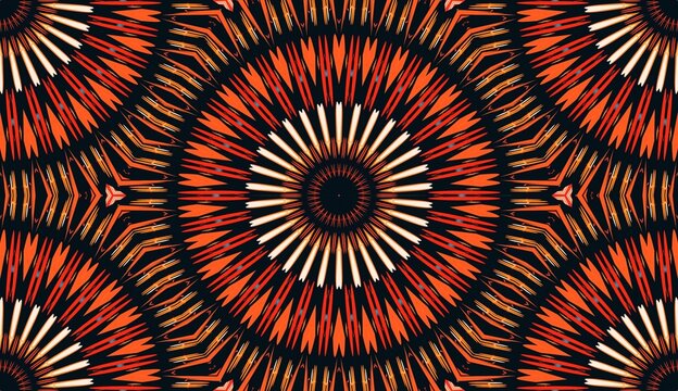Rich brown Mandala patterns circles  kaleidoscope Colorful background seamless pattern 