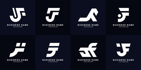 Collection letter JF or FJ monogram logo design - obrazy, fototapety, plakaty