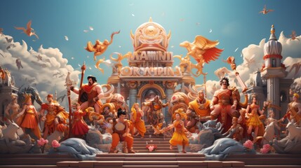 Ram Navami day 17 April 3D cartoon Generative AI