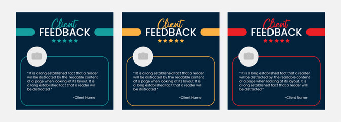 Client or customer service review feedback testimonial social media post banner, Feedback review post design template