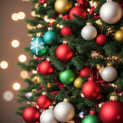 Obraz na płótnie Canvas shiny multicolored Christmas balls on the Christmas tree