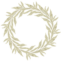 Wreath  Greenery Leaf clipart color pencil style