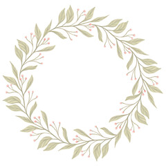 Wreath  Greenery Leaf clipart color pencil style