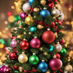 Obraz na płótnie Canvas shiny multicolored Christmas balls on the Christmas tree