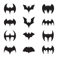 Set of bat silhouette vector