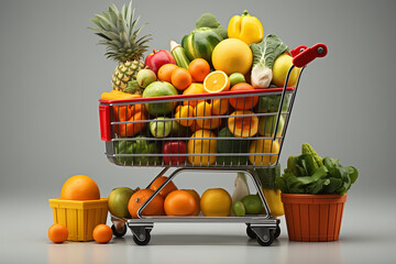 Concept photo of a full cart of vegetables