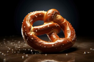 Soft baked pretzel with salt. Twisted traditional Bavarian bakery doughy bread. Generate ai - obrazy, fototapety, plakaty