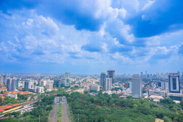 Metropolitan travel city view in Jakarta Indonesia, city view containing buildings, transportation...